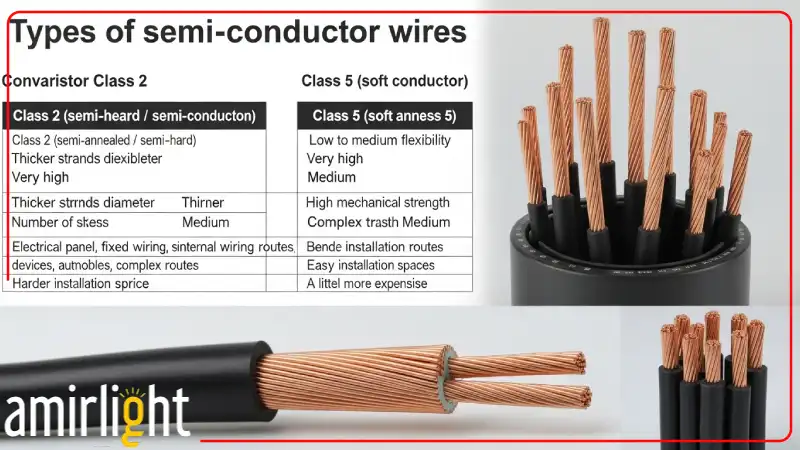 انواع سیم نیمه افشان بر اساس کلاس هادی و جنس هادی